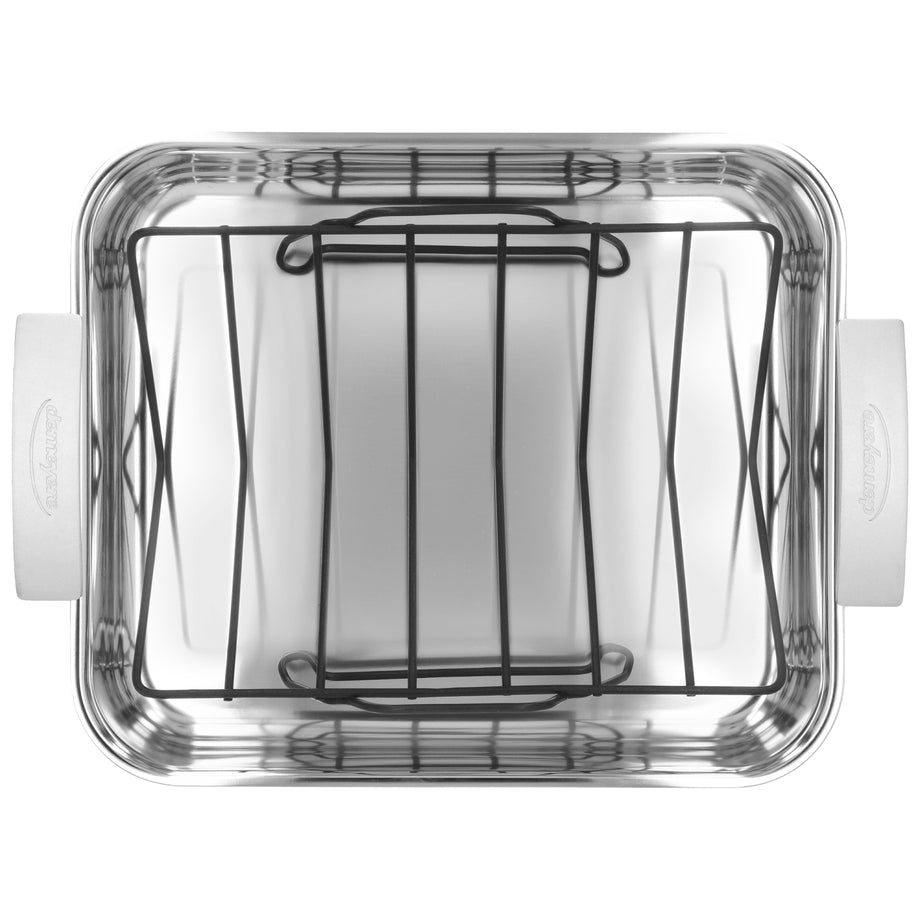 Rôtissoire rectangulaire DEMEYERE Industry 5 39 x 33 cm en acier inoxydable 18/10 + grille, argent