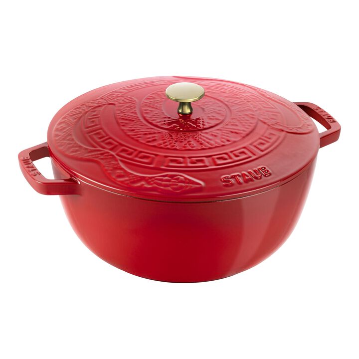 STAUB La Cocotte ronde en fonte essentielle avec couvercle serpent, 4,8L - Cerise