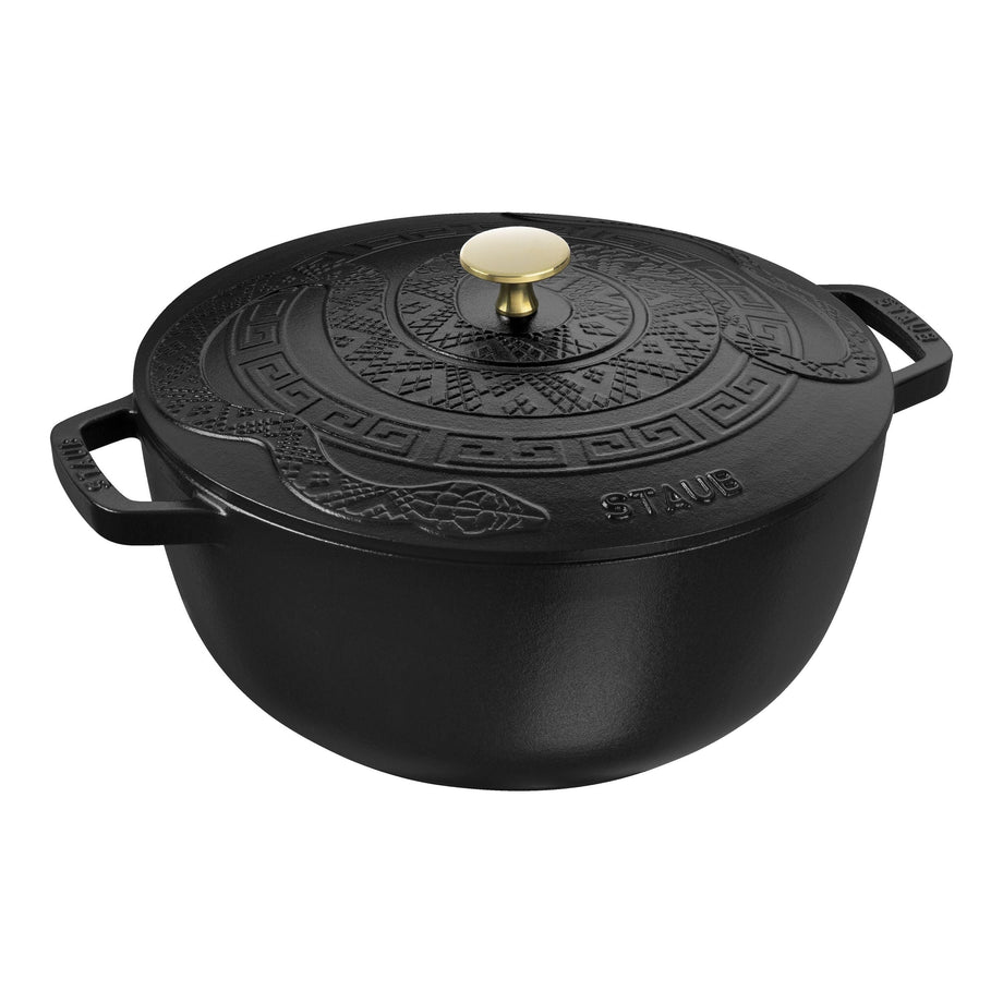 STAUB La Cocotte Four français essentiel rond en fonte 4,8 L avec couvercle serpent, Noir