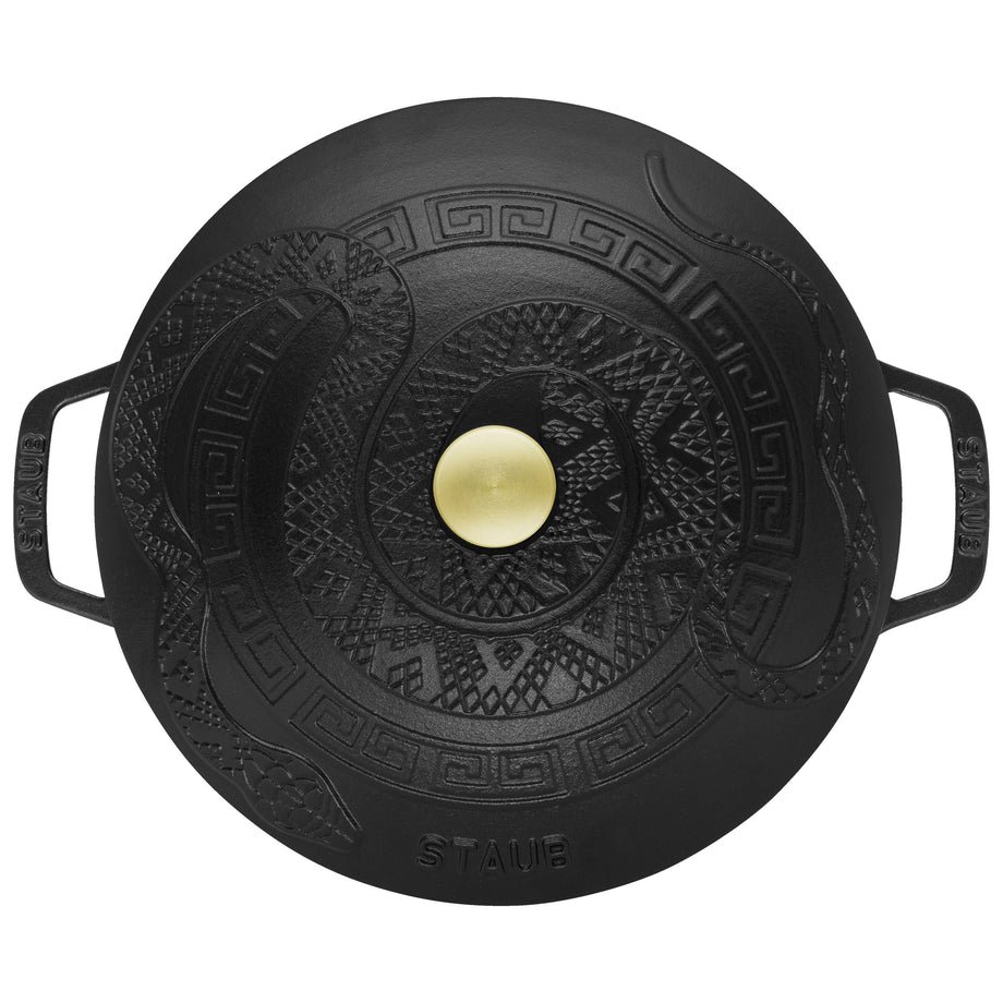STAUB La Cocotte Four français essentiel rond en fonte 4,8 L avec couvercle serpent, Noir