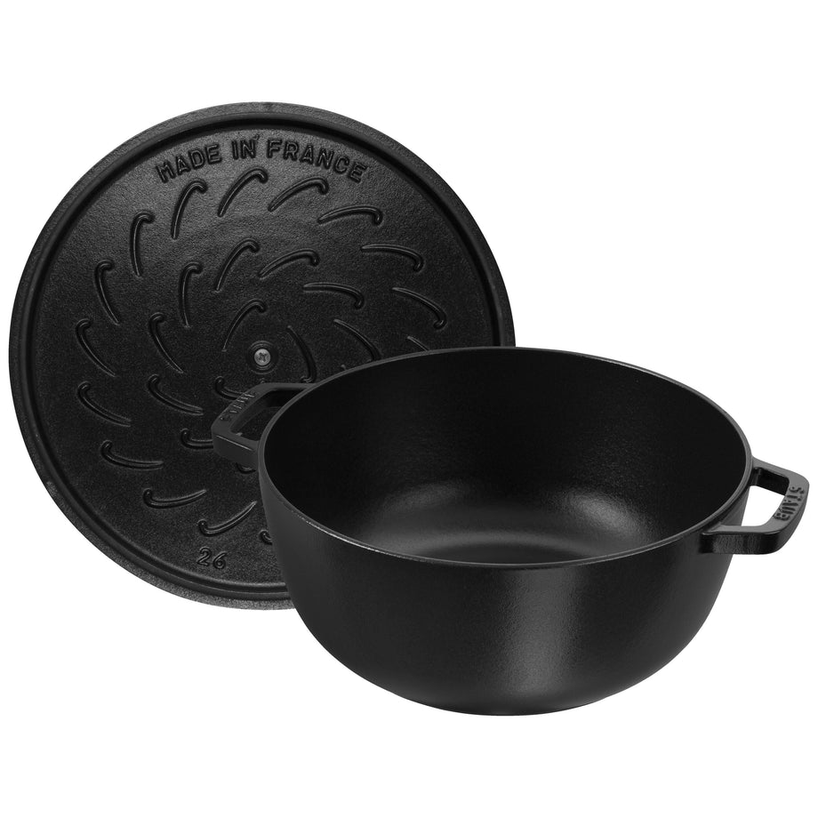 STAUB La Cocotte Four français essentiel rond en fonte 4,8 L avec couvercle serpent, Noir