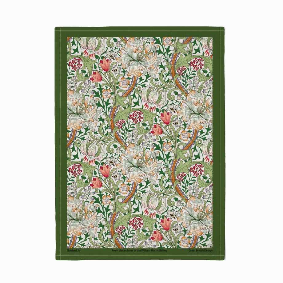 Torchon en coton William Morris - Lys doré