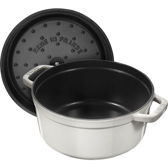 STAUB Cast Iron Round Cocotte - 6.75L / Truffle White — Floor Model