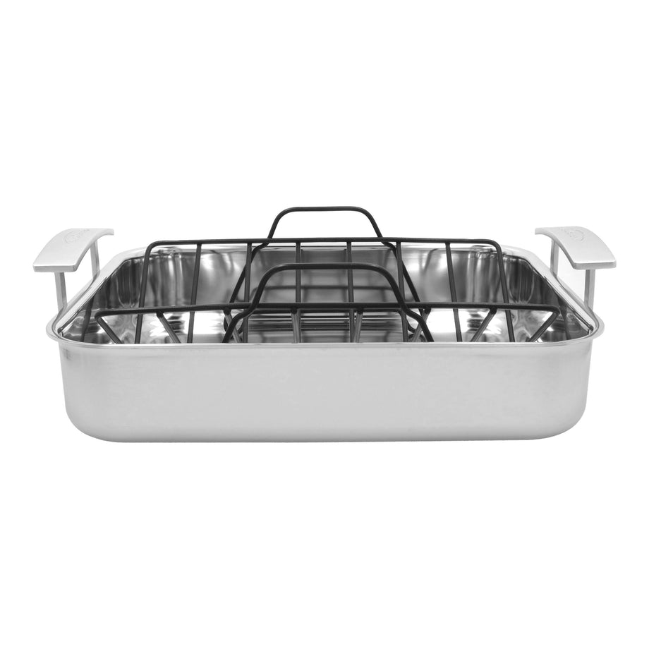 Rôtissoire rectangulaire DEMEYERE Industry 5 39 x 33 cm en acier inoxydable 18/10 + grille, argent
