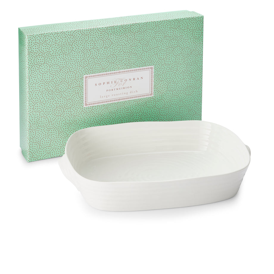 Plat à rôtir rectangulaire blanc grand modèle avec poignée Sophie Conran