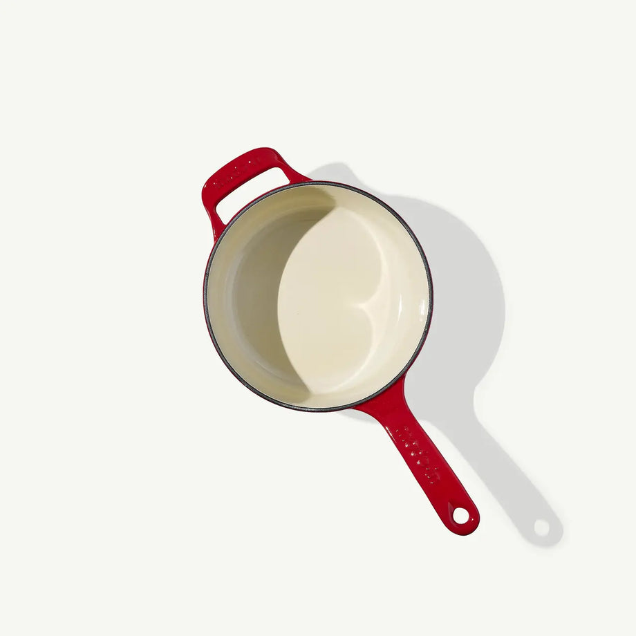 MADE IN Enameled Cast Iron Saucepan 2 QT - Red