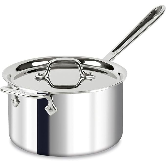 All-Clad 4Qt D3 Stainless Steel Saucepan (Rimmed) with Lid