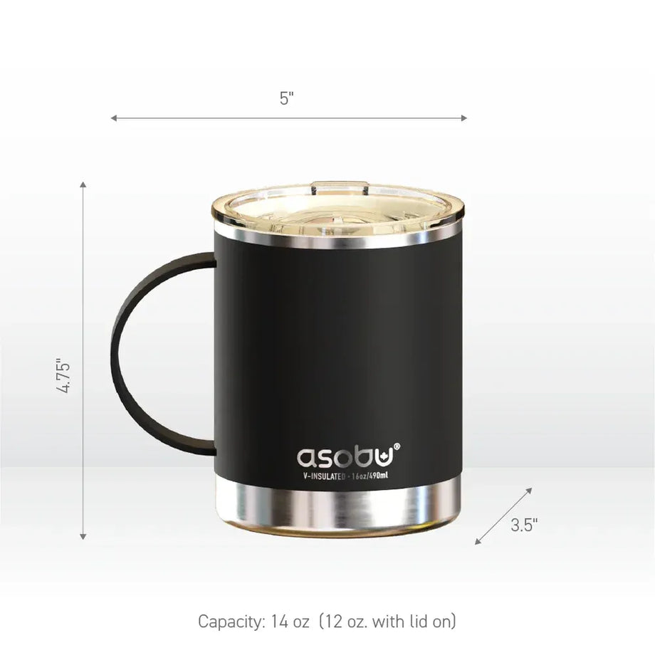 Mug à café isolant en acier inoxydable avec revêtement céramique Asobu - noir