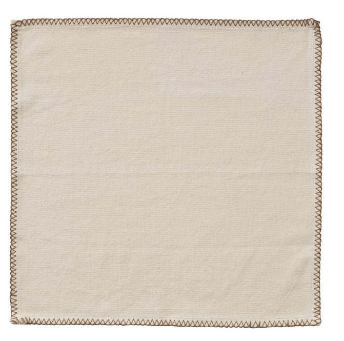 Creative Co-Op Cotton Napkins with Colored Blanket Stitch Edge - Set of 4
