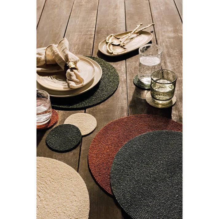 Danica Heirloom Beaded Coasters - Set of 4 / Cedar
