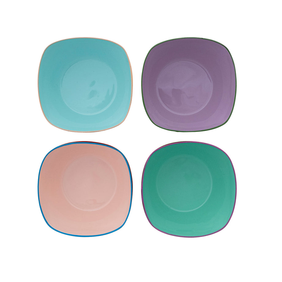 Creative Co-Op Enameled Stainless Steel Bowl With Colored Edge - 4 Color Options