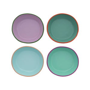 Creative Co-Op Enameled Stainless Steel Dish with Colored Edge - 4 Color Options