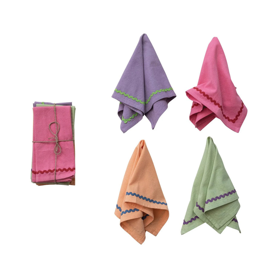 Creative Co-Op  Square Cotton Napkins -  Set of 4