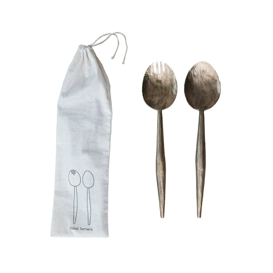 Ensemble de 2 couverts à salade en métal forgé à la main Creative Co-Op