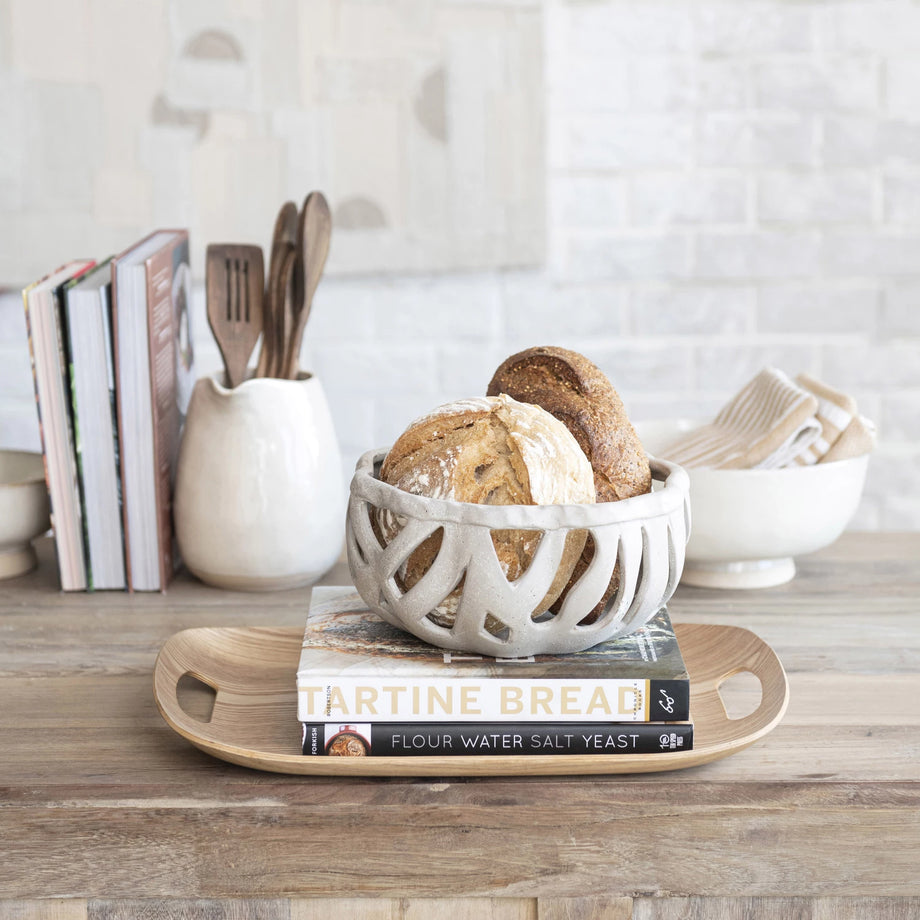 Creative Co-Op Stoneware Bread Basket