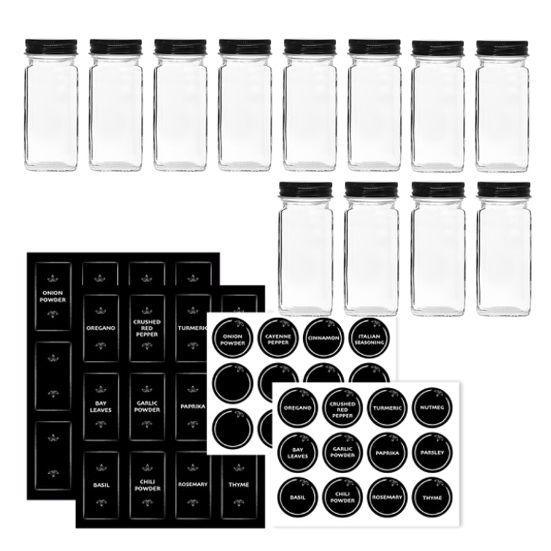 Pots à épices et étiquettes Danesco - lot de 12