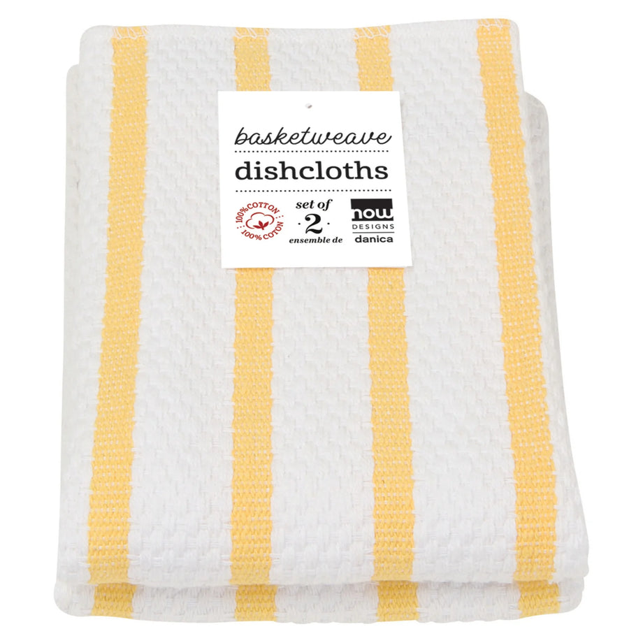 Now Designs Lot de 2 chiffons tissage panier - Jaune citron