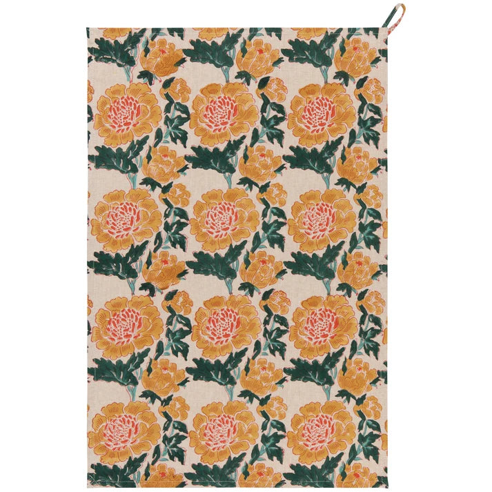 Danica Heirloom Block Print Dishtowel - Goldenrise