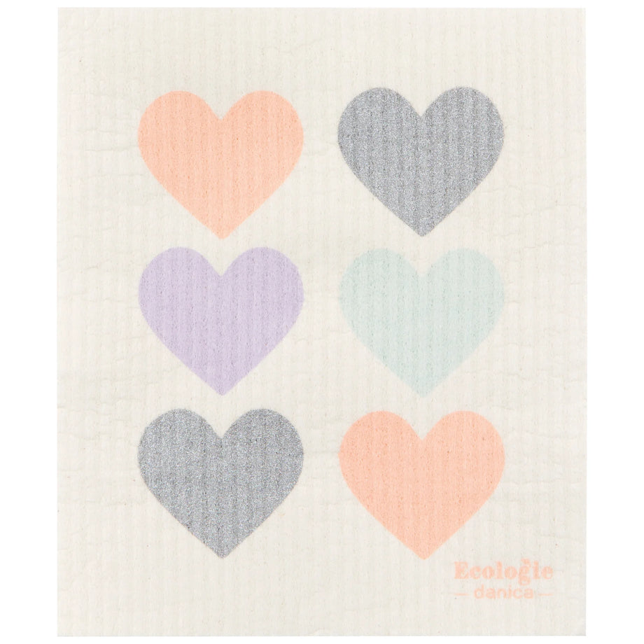 Chiffon suédois Ecologie - Cœurs pastel