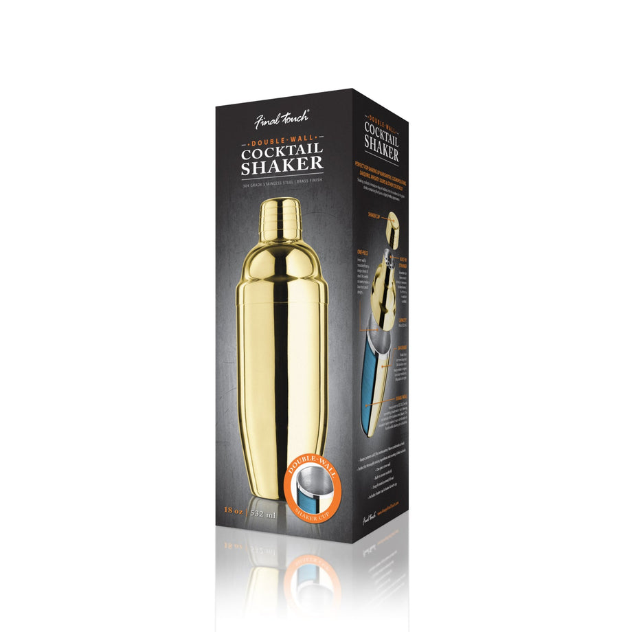Shaker à cocktail en acier inoxydable à double paroi Final Touch - Laiton / 18 oz