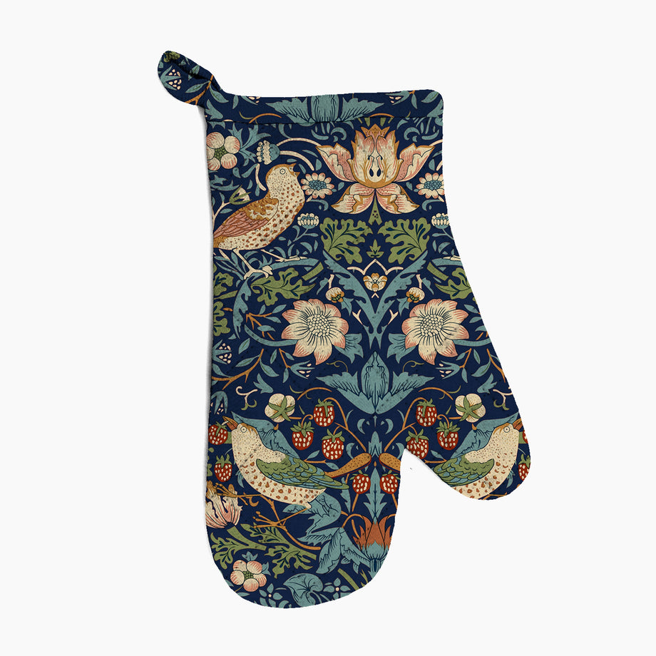 William Morris Single Oven Mitt - Strawberry Thief / Navy