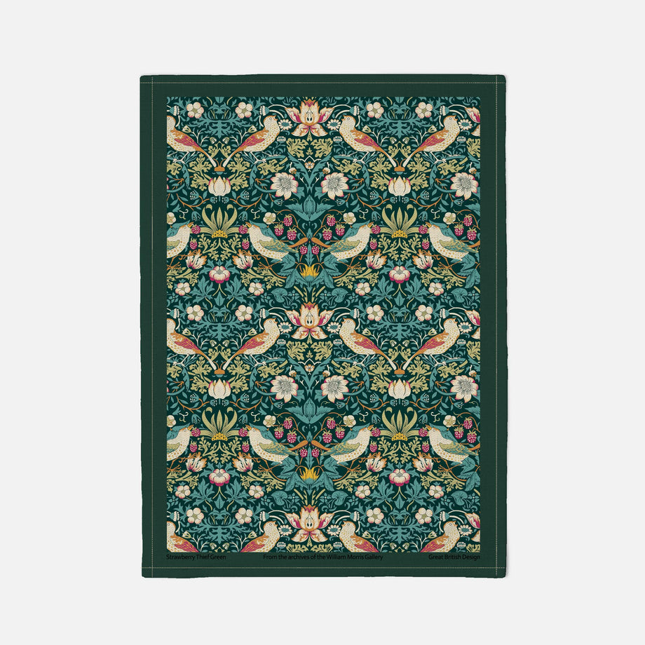 Torchon en coton William Morris - Voleur de fraises / Vert