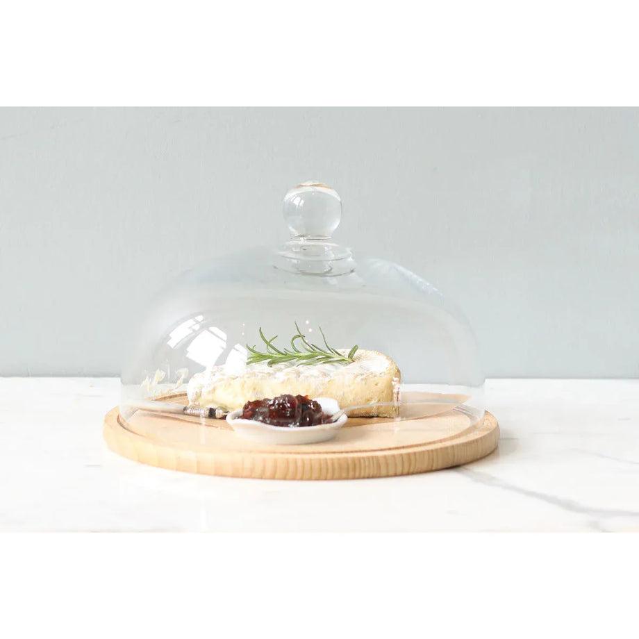 EtuHOME Recycled Glass Dome Cover with Wood Base - Medium — Floor Model