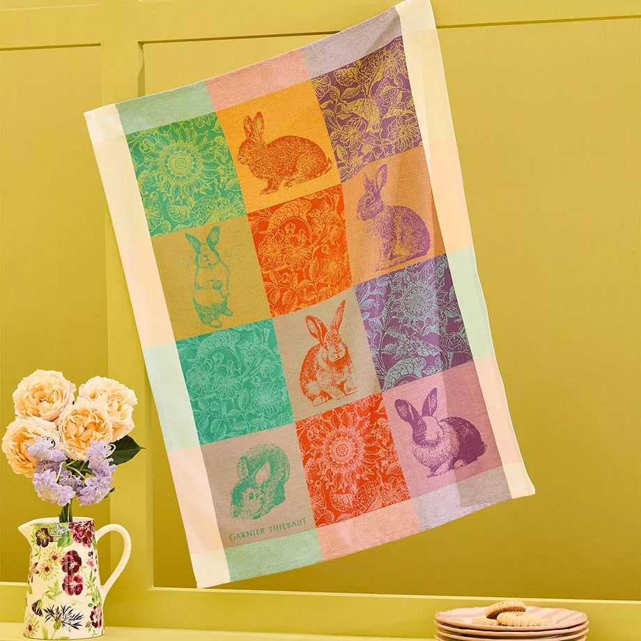 Torchon de cuisine Garnier-Thiebaut - Les Lapins Printemps