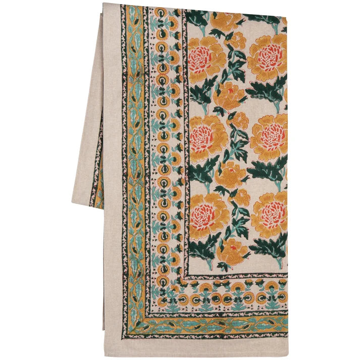 Danica Heirloom Block Print Tablecloth 60 x 84 " - Goldenrise
