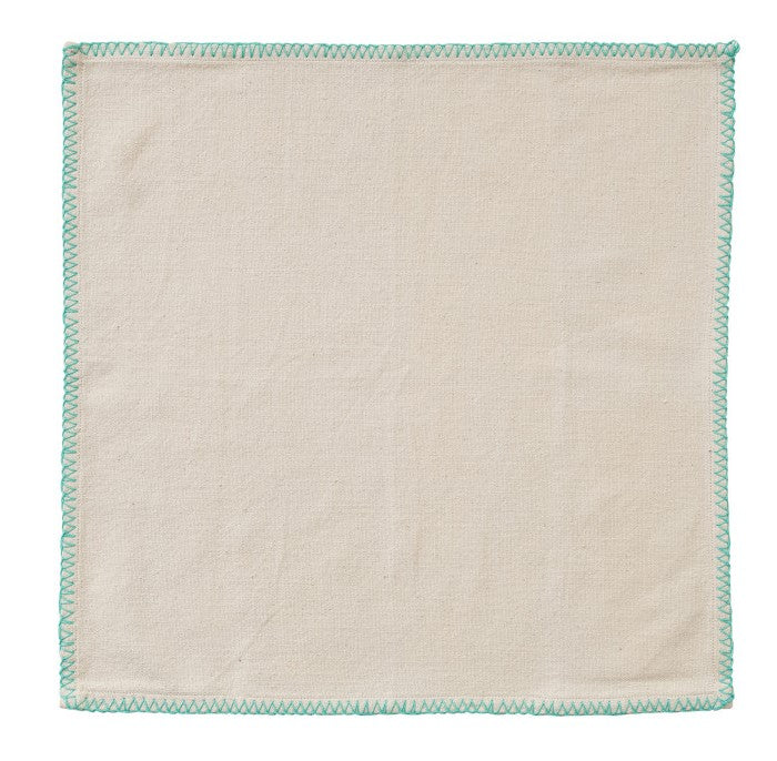 Creative Co-Op Cotton Napkins with Colored Blanket Stitch Edge - Set of 4