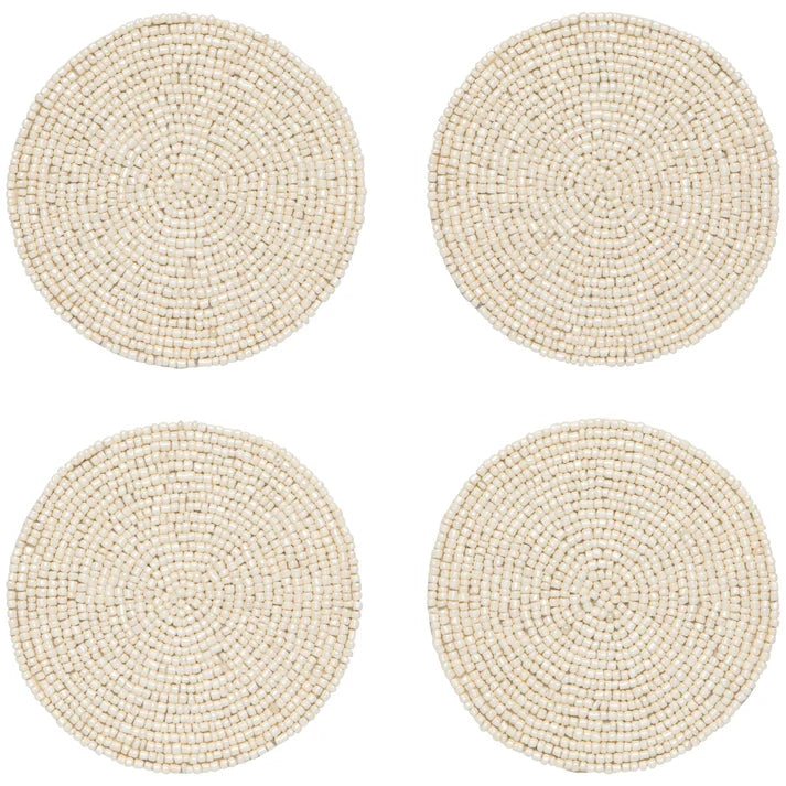 Danica Heirloom Beaded Coasters - Set of 4 / Ivory