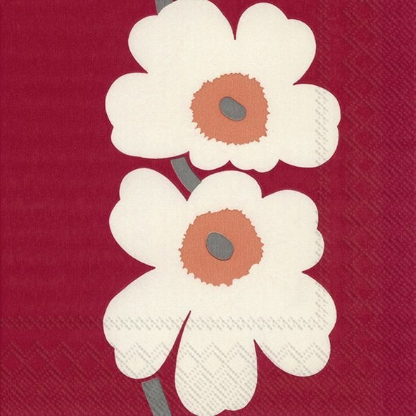 Serviettes en papier pour déjeuner Marimekko - UNIKKO Rouge 60e Anniversaire