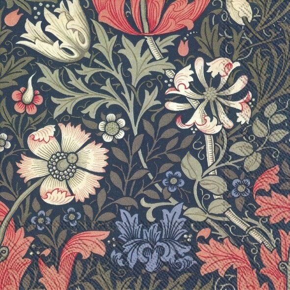 Serviettes en papier pour déjeuner IHR William Morris - Compton bleu foncé