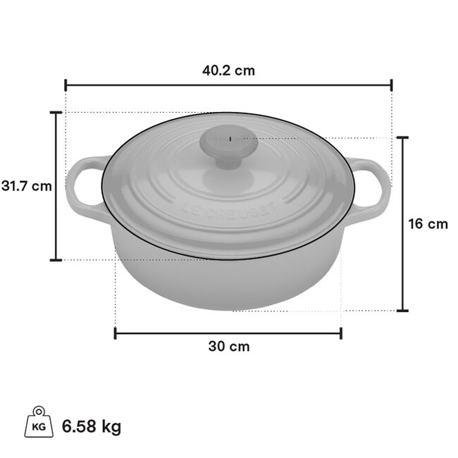 Le Creuset 6.2L Shallow Round French Oven - Meringue