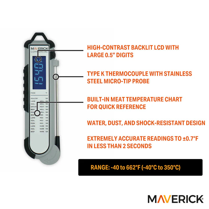 Thermomètre Professionnel à Thermocouple Maverick Pro-Temp - Gris