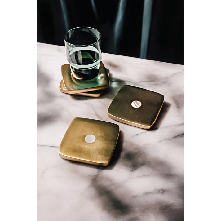 Danica Heirloom Sous-verres Métal - Lot de 4 / Nacré-Or