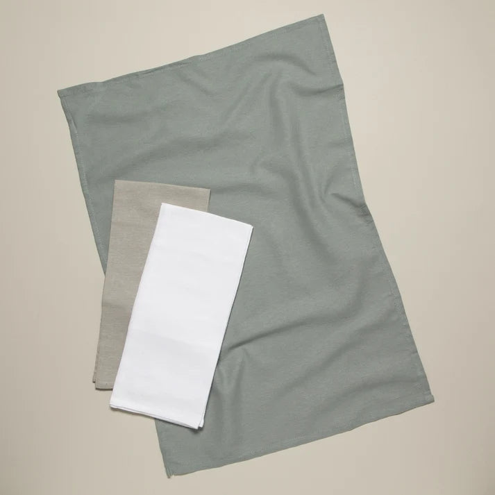 Now Designs Moonstruck Floursack Dishtowels Set of 3 - Gray / White