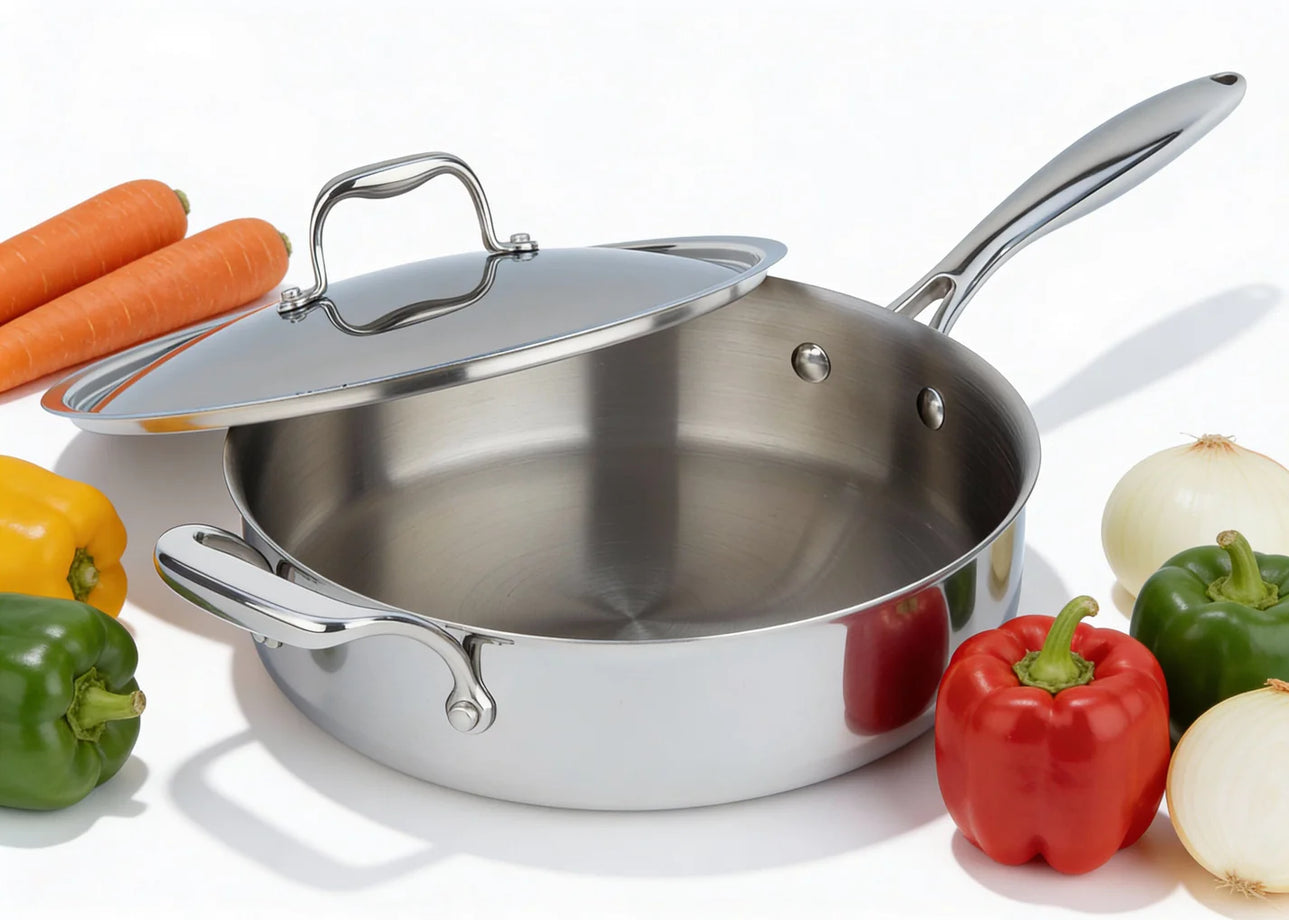 Poêle à sauter Meyer SuperSteel en acier inoxydable avec couvercle - 4,2 L