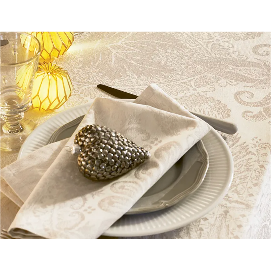 Nappe Jacquard Garnier-Thiebaut - Mille Isaphire Crème 71 X 118"