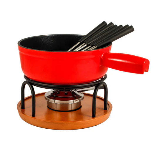 Service à fondue en fonte Swissmar Ticino - Rouge
