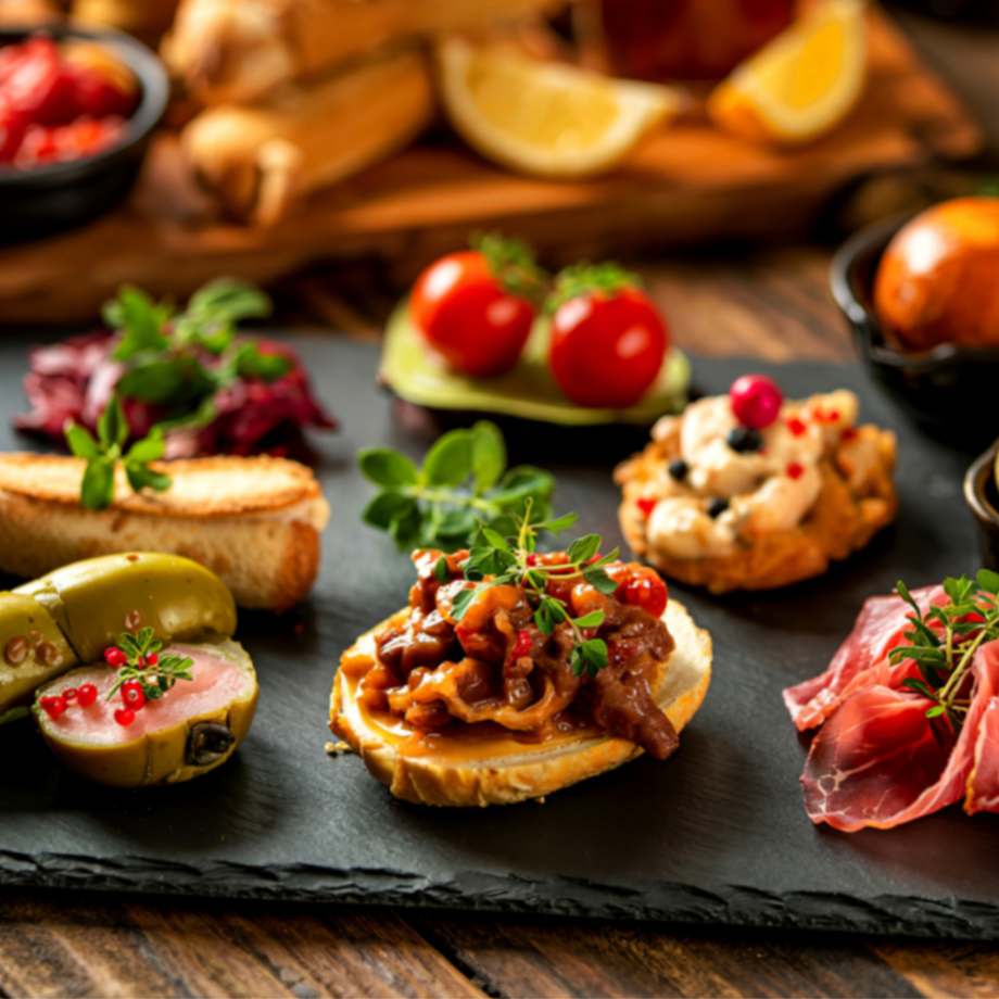 IN PERSON CLASS:  Flavours of Spain – From Tapas to Pintxos, Sat. Aug. 15 (Cookery Roncesvalles)