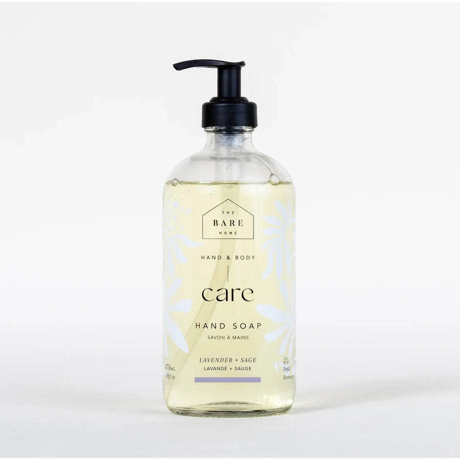 Savon pour les mains The Bare Home en flacon en verre - Lavande + Sauge