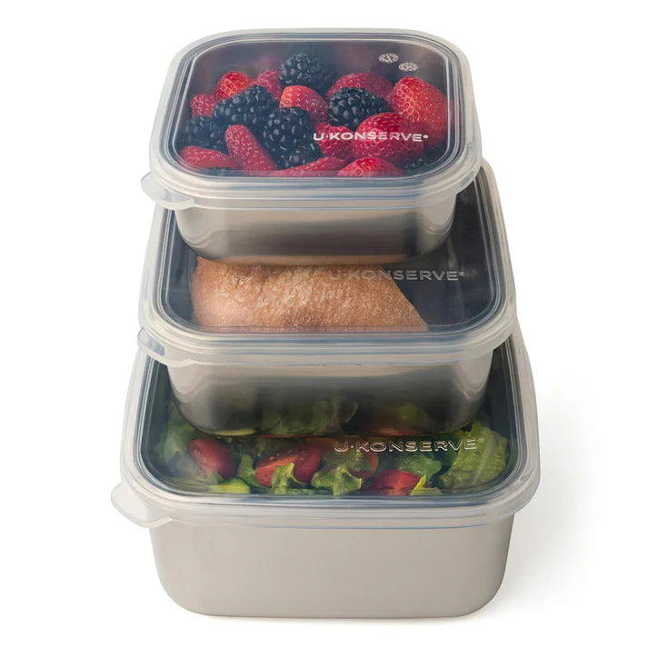 Ukonserve Square Nesting Trio with Silicone Lids