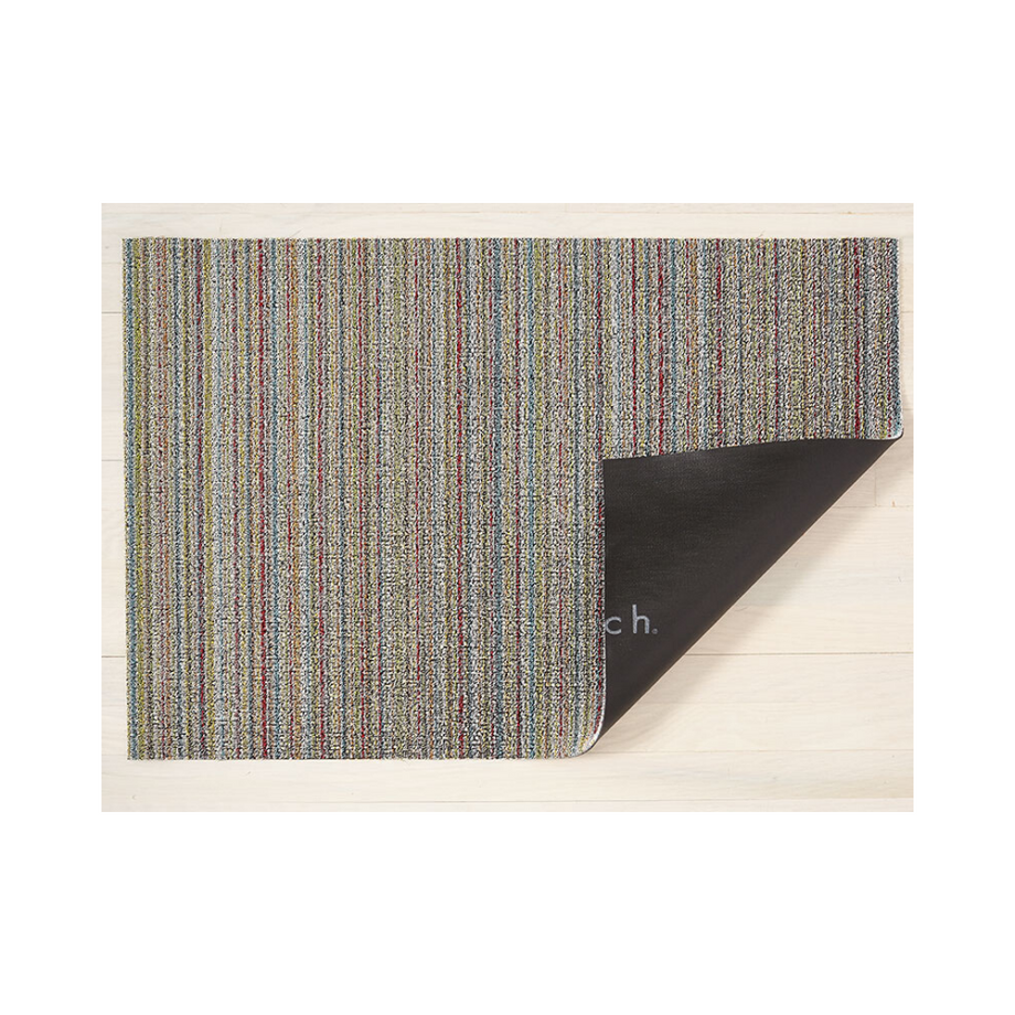 Chilewich Indoor Outdoor Shag Doormat - Skinny Stripe / Rectangle / Soft Multicoloured / 18x28"