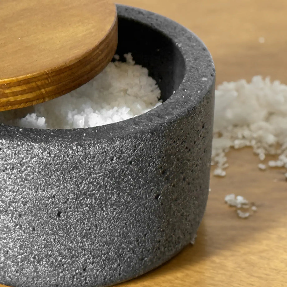 Verve Culture Concrete Salt Cellar with Wooden Lid