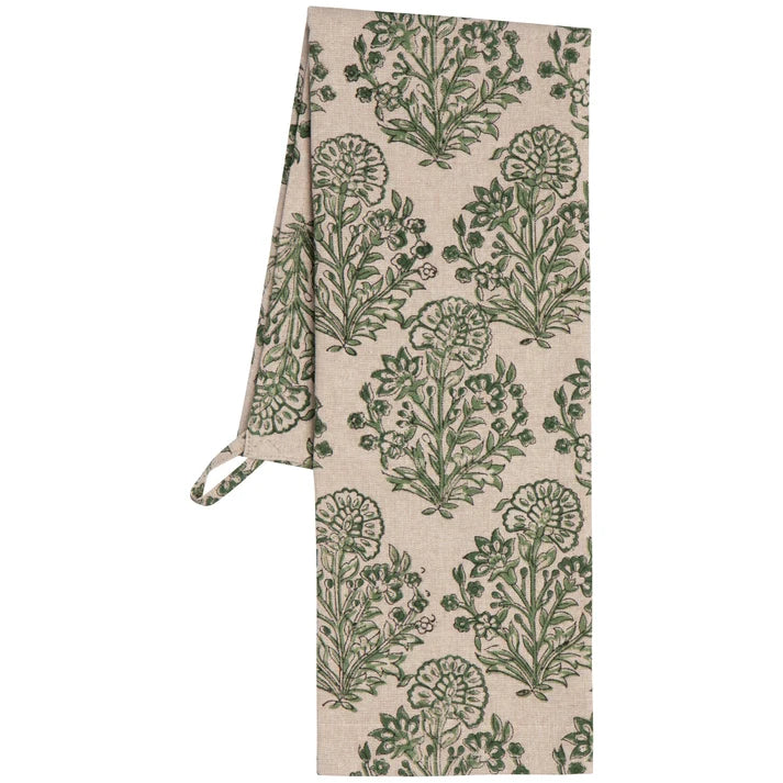 Danica Heirloom Block Print Dishtowel - Viridian