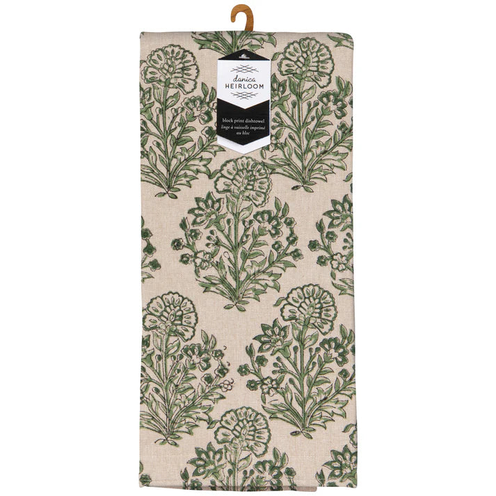 Danica Heirloom Block Print Dishtowel - Viridian