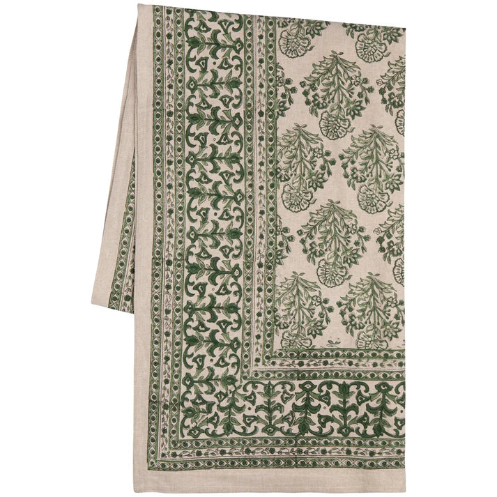 Danica Heirloom Block Print Tablecloth 60 x 84 " - Viridian