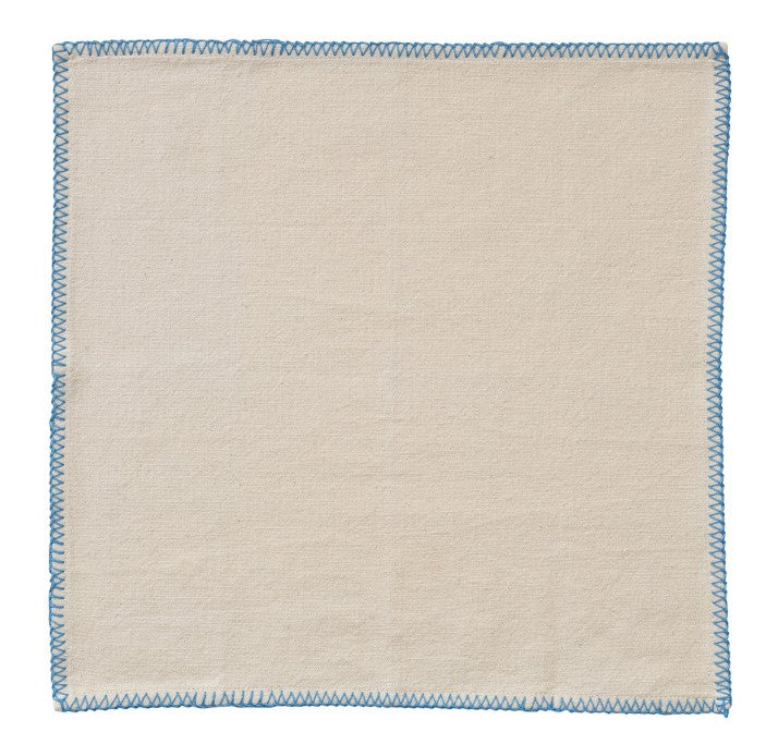 Creative Co-Op Cotton Napkins with Colored Blanket Stitch Edge - Set of 4