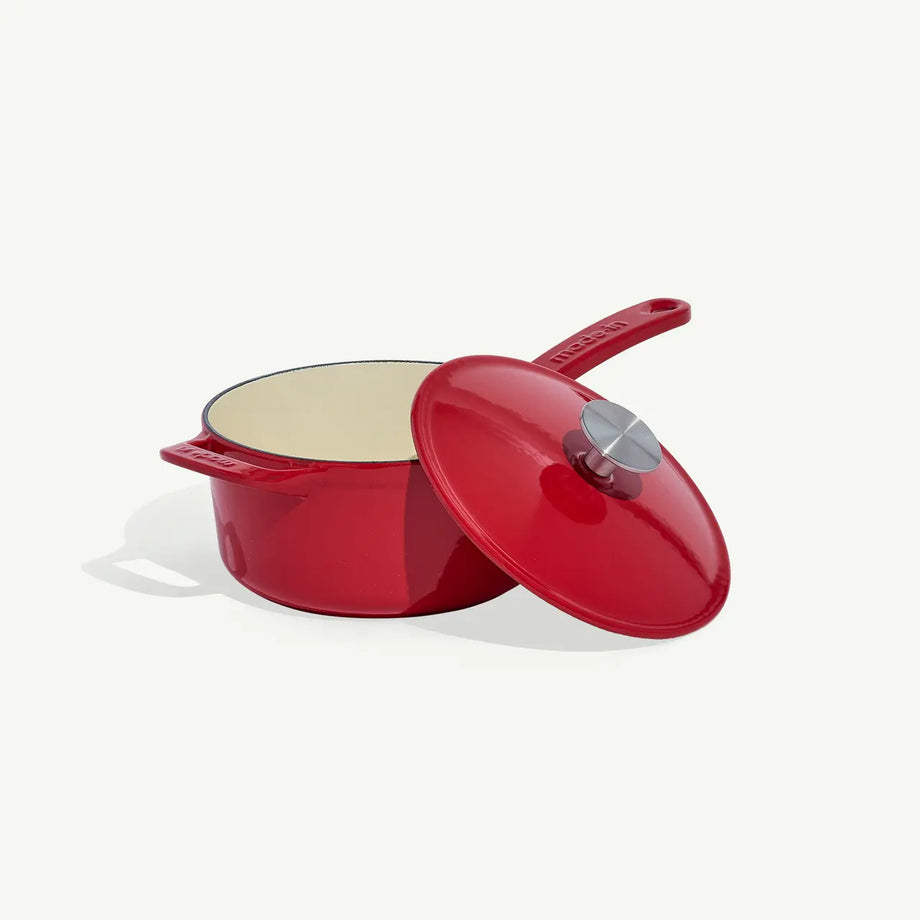 MADE IN Enameled Cast Iron Saucepan 2 QT - Red